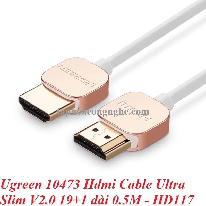 Ugreen 10473 0.5M Hdmi Cable Ultra Slim Version 2.0 19 + 1 HD117 30010473